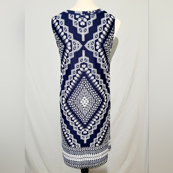 Womans Apt 9 Size Small Blue White Boho Spring Summer Shift Dress With Pockets - Picture 3 of 10